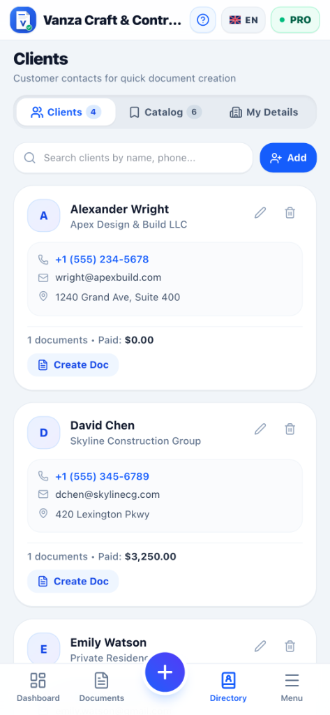 Vanza Docs Clients Hub